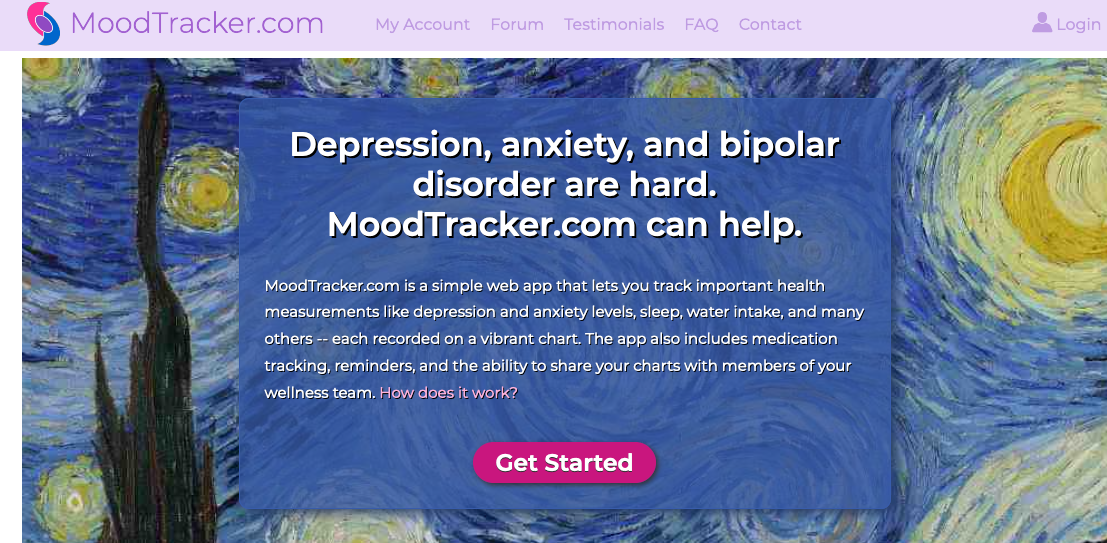  screenshot of moodtracker.com website